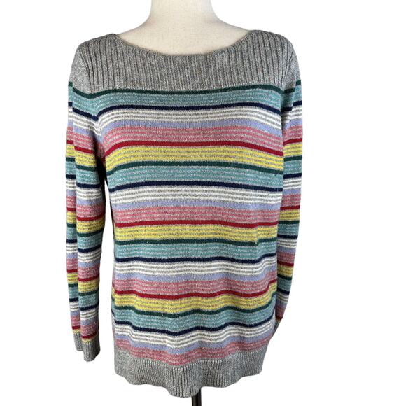 Talbots Womens Boatneck Rainbow Stripe Pullover Sweater M Medium - Picture 1 of 7